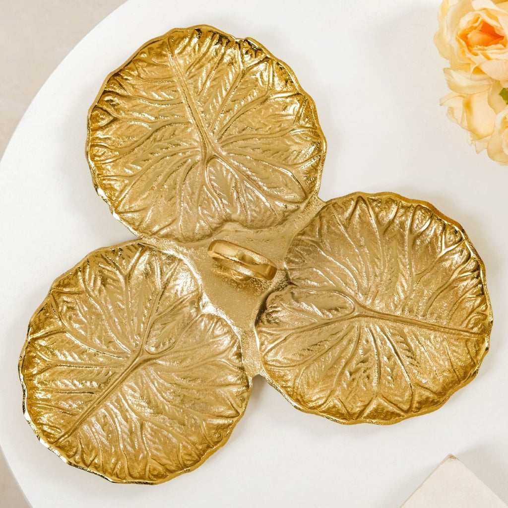 Lotus Leaf Trio Platter Gold Nestasia