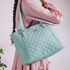 Mint Canvas Quilted Tote Bag Nestasia