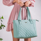 Mint Canvas Quilted Tote Bag Nestasia