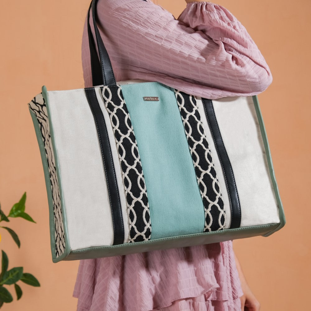 Eco-friendly Carryall Tote Bag Mint Set Of 2 Nestasia