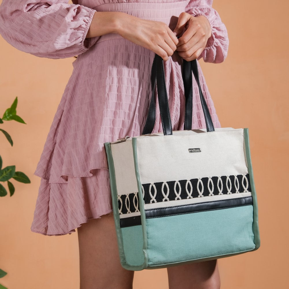 Eco-friendly Carryall Tote Bag Mint Small 12 x 10 Inch Nestasia