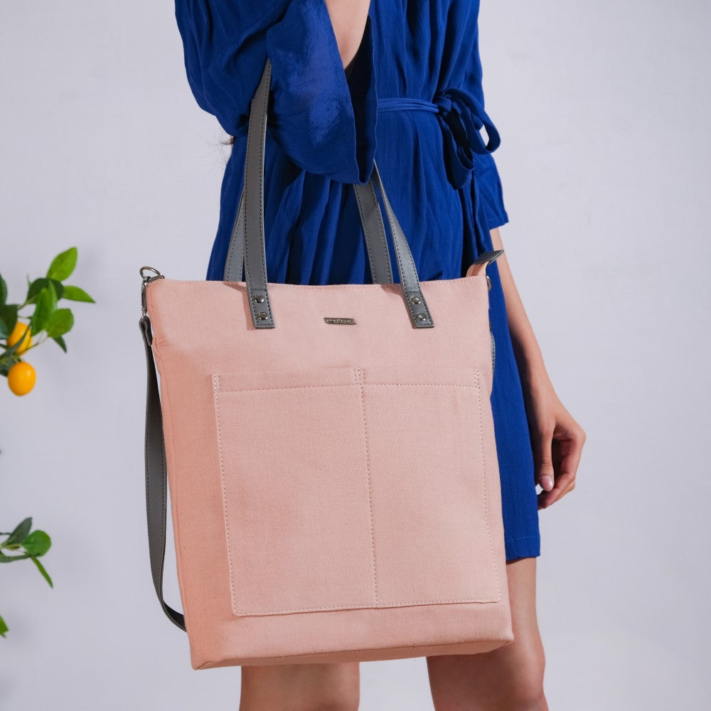 Pink Canvas Tote Bag Nestasia