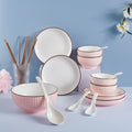 Pink Blossom 18 Piece Pasta Set For 4 Nestasia