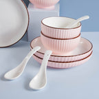 Pink Blossom 18 Piece Pasta Set For 4 Nestasia