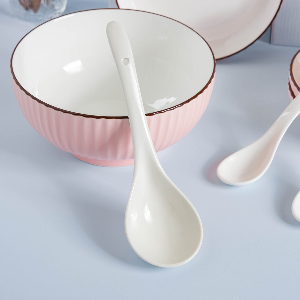 Pink Blossom 18 Piece Pasta Set For 4 Nestasia