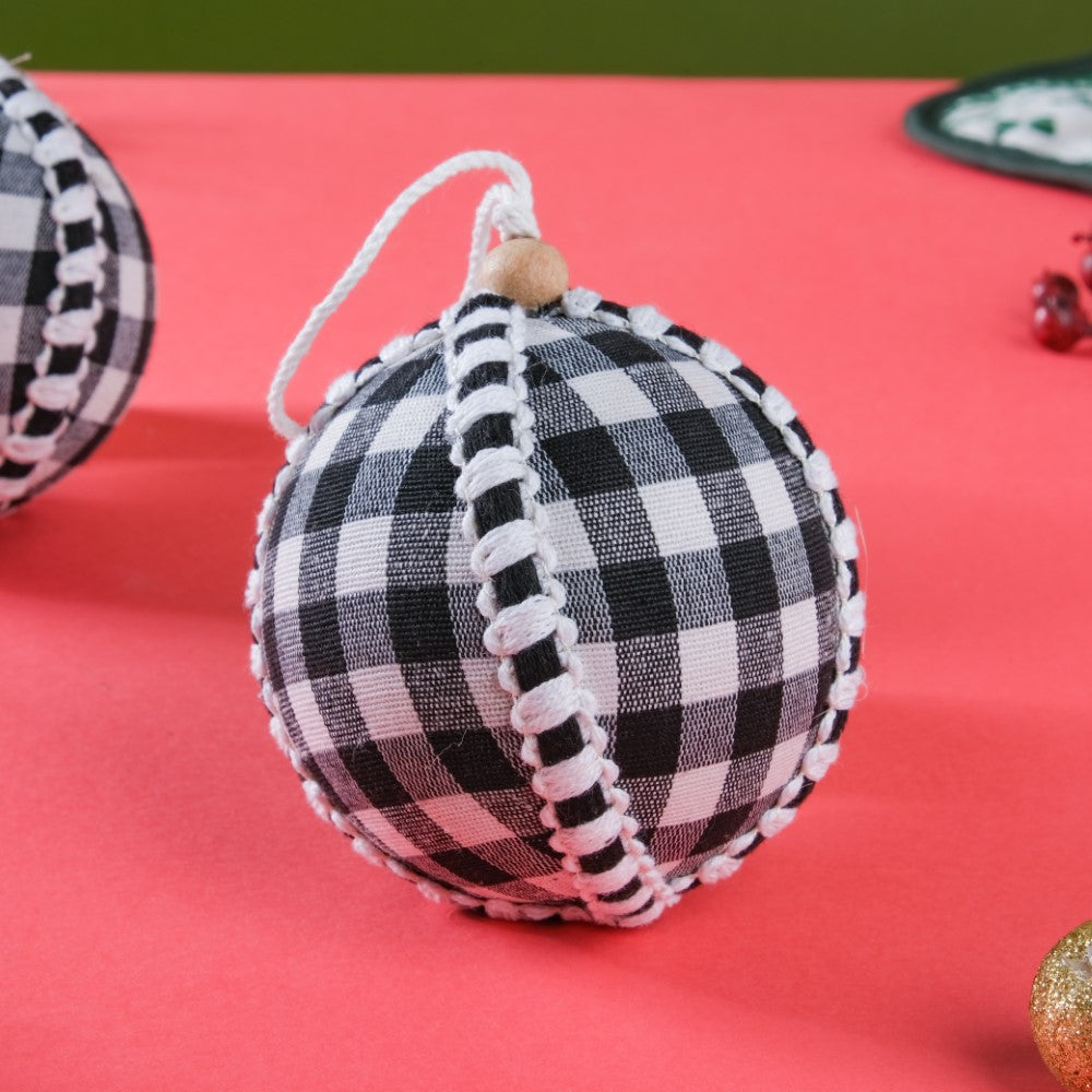 Plaid Christmas Ball Ornament Set Of 2 Nestasia