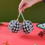 Plaid Christmas Ball Ornament Set Of 2 Nestasia