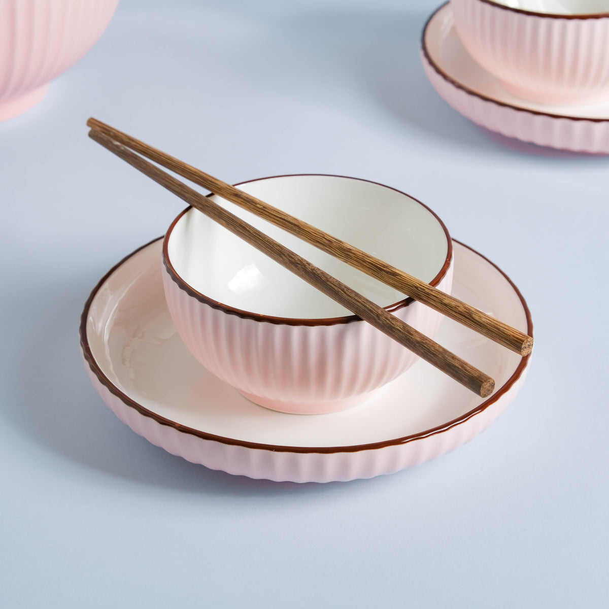 Pink Blossom 18 Piece Pasta Set For 4 Nestasia