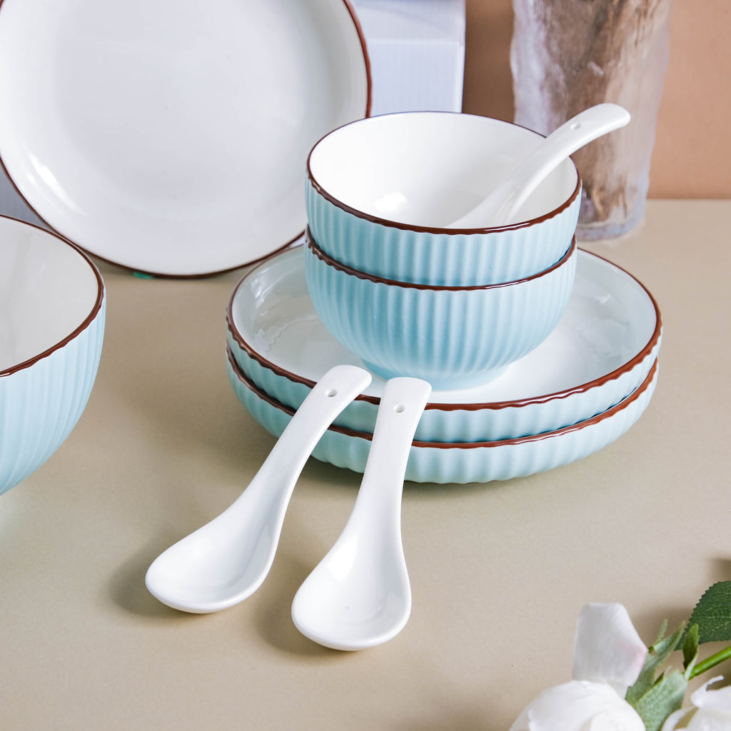 Azure 18 Piece Soup Salad Set For 4 Nestasia