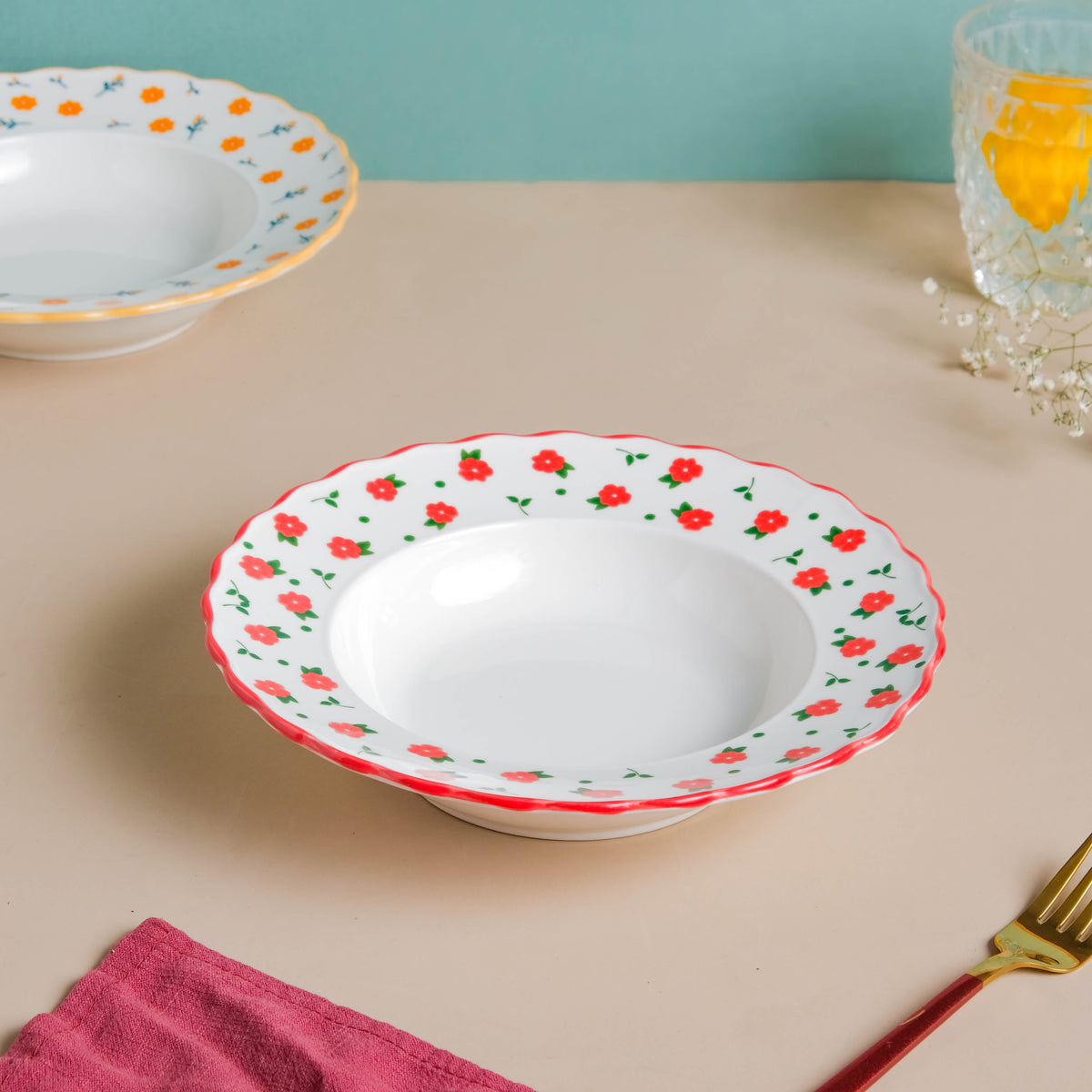 Ziba Floret Pasta Plate Red Nestasia