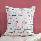 Geometric Embroidered Cotton Cushion Cover 16 inch Nestasia