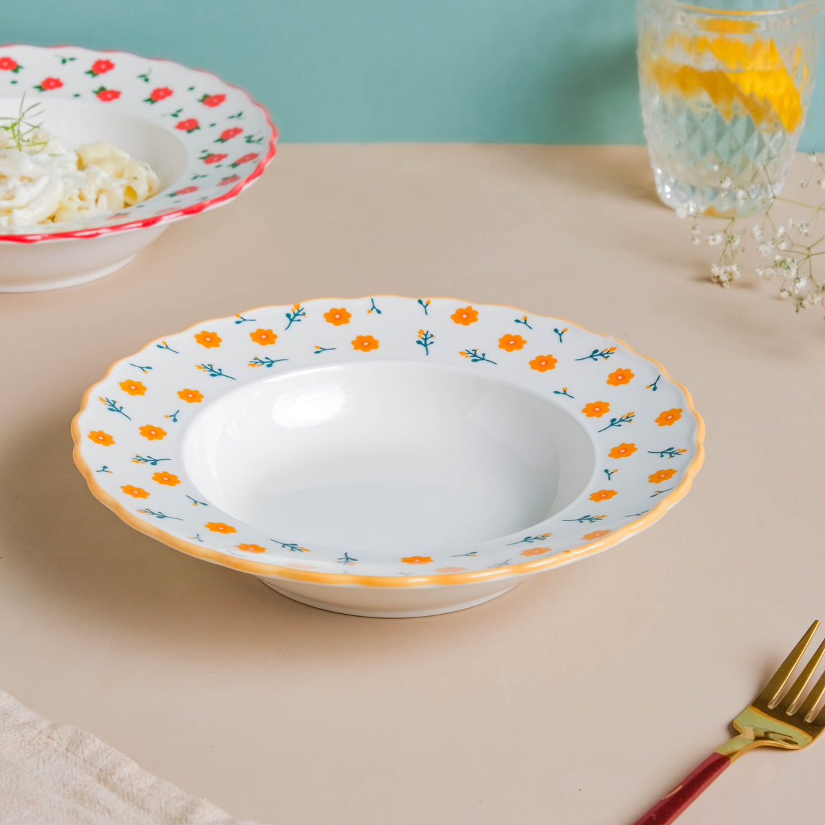 Enchanted Summer Pasta Plate Orange