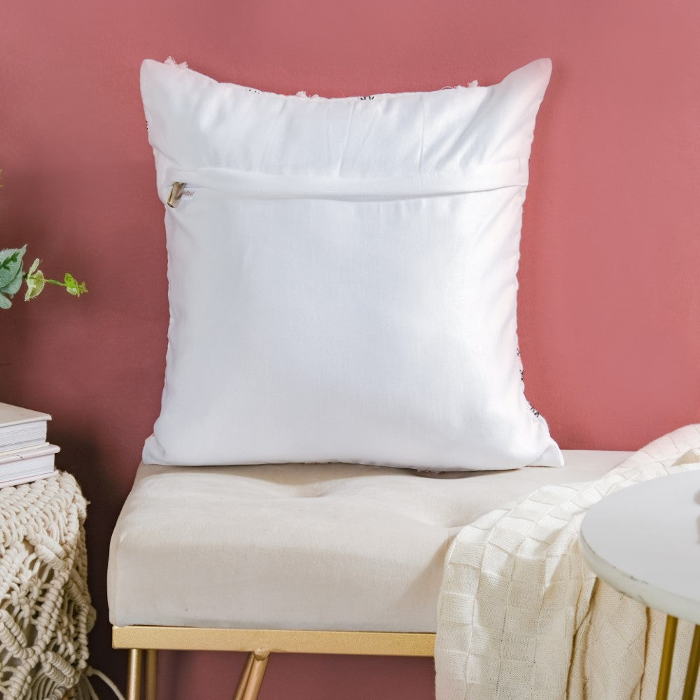 Geometric Embroidered Cotton Cushion Cover 16 inch Nestasia