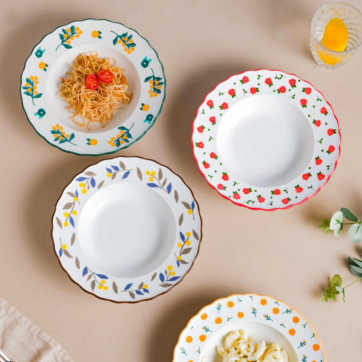Laurel Blue and Poppy Yellow Pasta Plate Nestasia