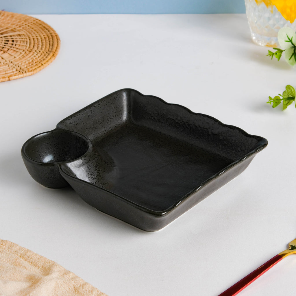 Ebony Black Chip and Dip Plate Nestasia