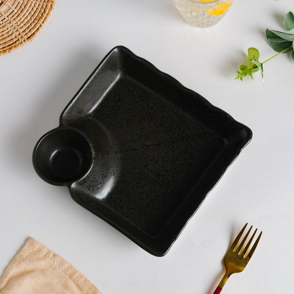 Ebony Black Chip and Dip Plate Nestasia