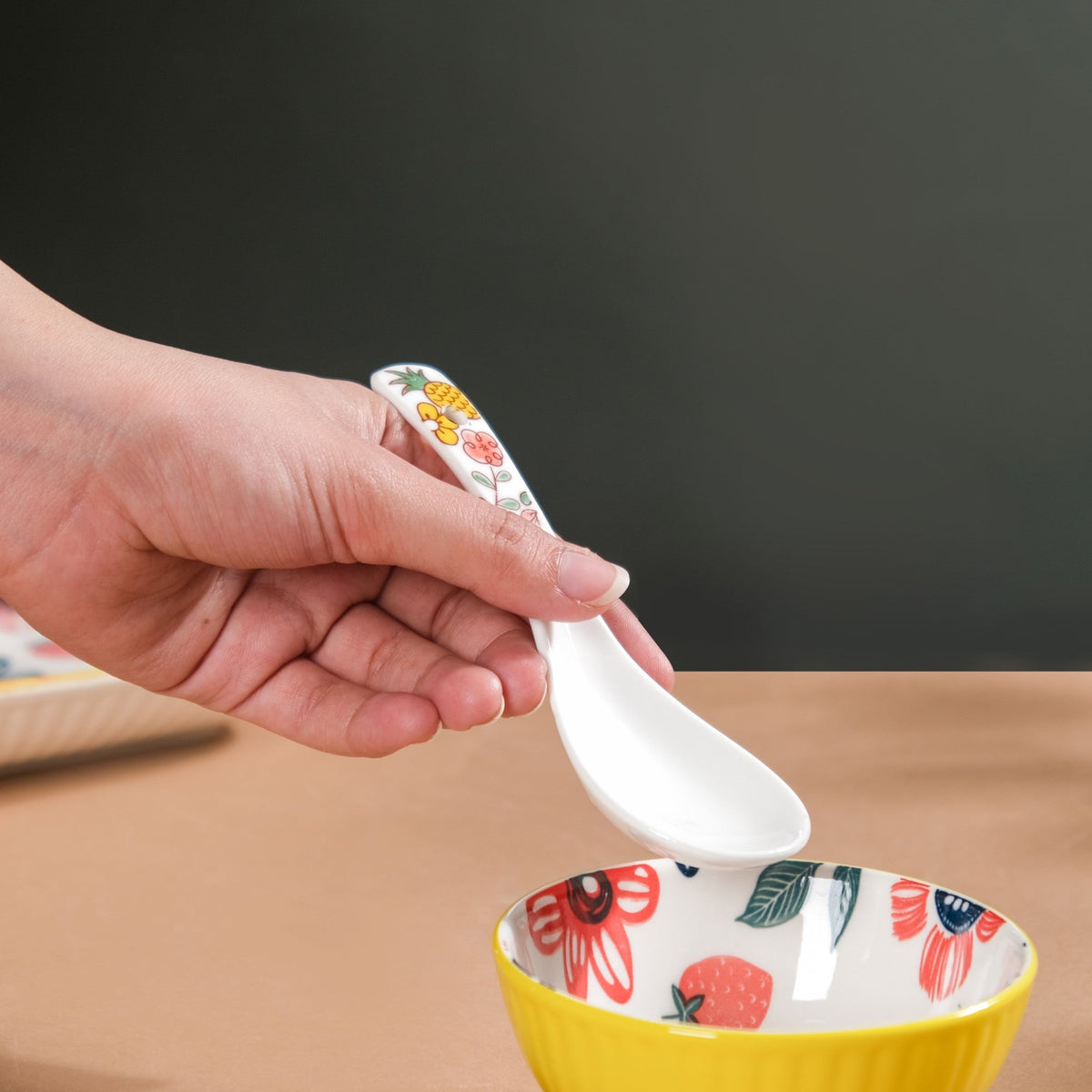 Spring Floral Ceramic Soup Spoon Nestasia