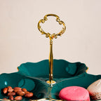 Dessert O' Clock Emerald Two Tier Golden Platter Nestasia