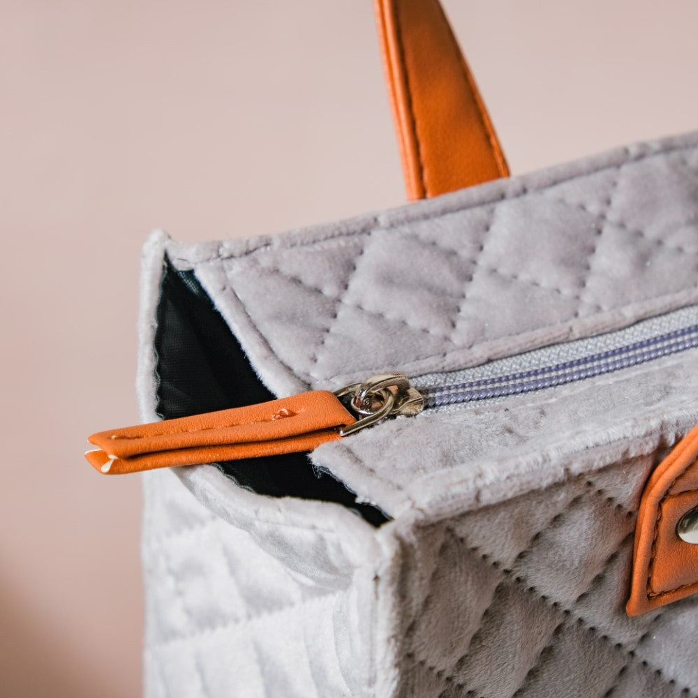 Luxe Velvet Lunch Bag Grey And Green Nestasia