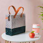 Luxe Velvet Lunch Bag Grey And Green Nestasia