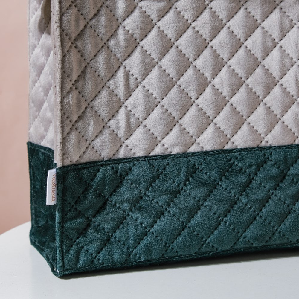 Luxe Velvet Lunch Bag Grey And Green Nestasia
