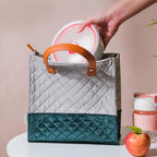 Luxe Velvet Lunch Bag Grey And Green Nestasia