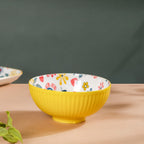 Spring Floral Ceramic Ribbed Serving Bowl 8 Inch Nestasia