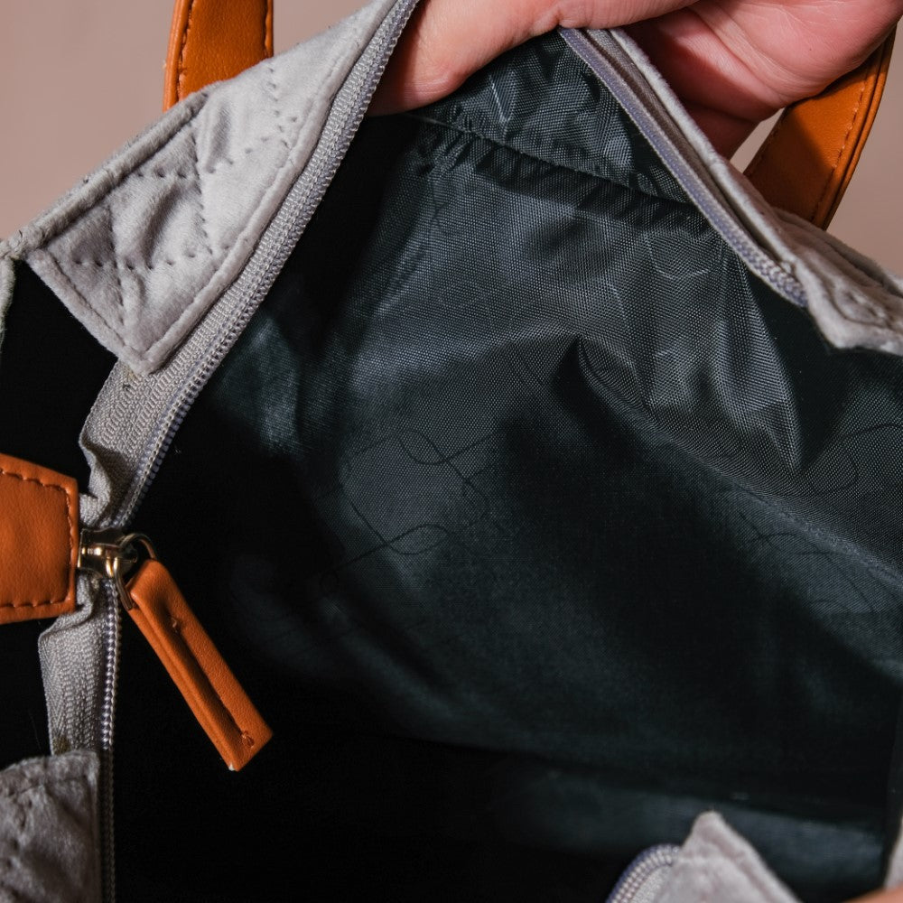 Luxe Velvet Lunch Bag Grey And Green Nestasia