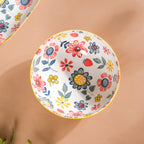 Spring Floral Ceramic Ribbed Serving Bowl 8 Inch Nestasia