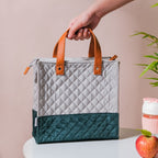 Luxe Velvet Lunch Bag Grey And Green Nestasia