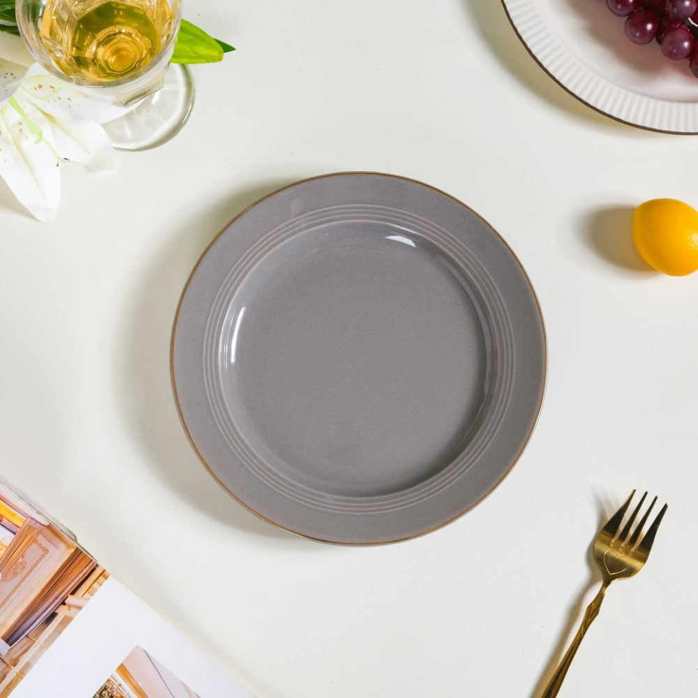 Ceramic Clay Snack Plate Grey 8 Inch Nestasia