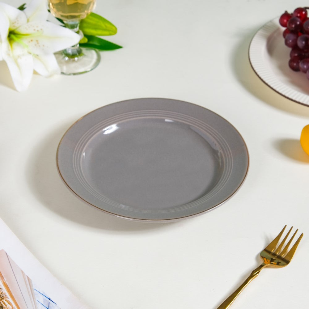 Ceramic Clay Snack Plate Grey 8 Inch Nestasia