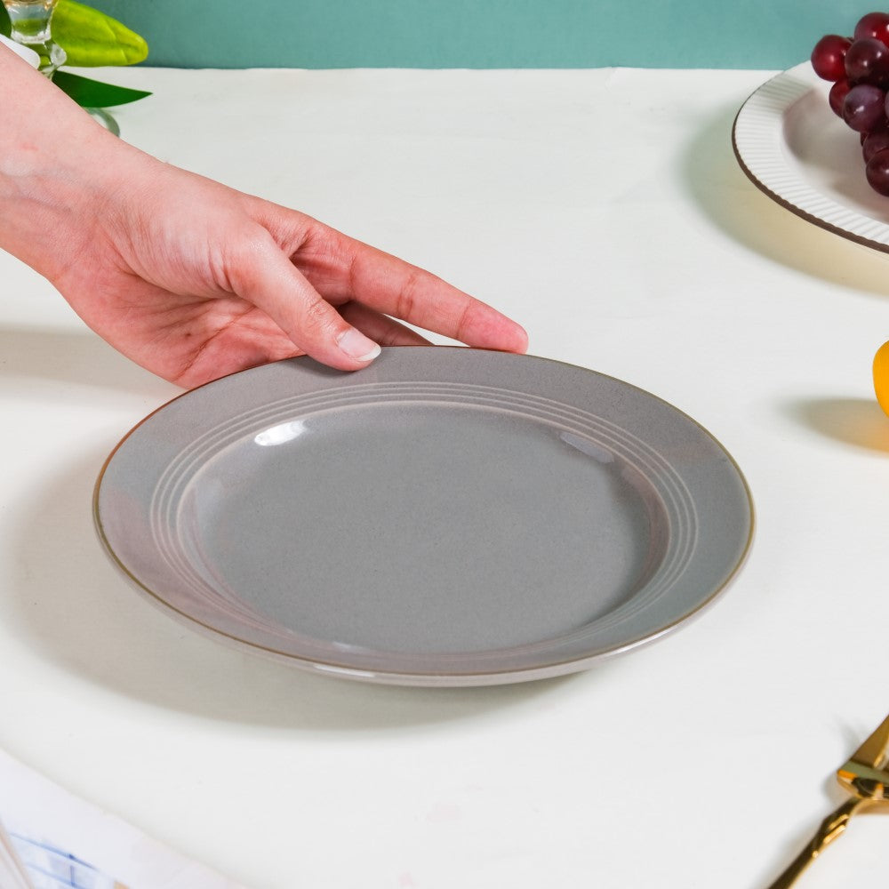 Ceramic Clay Snack Plate Grey 8 Inch Nestasia
