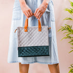 Luxe Velvet Lunch Bag Grey And Green Nestasia