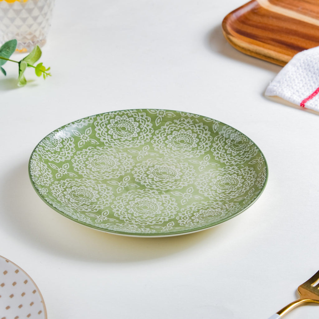 Ethnic Sage Green Snack Plate 7.5 Inch Set Of 2 Nestasia