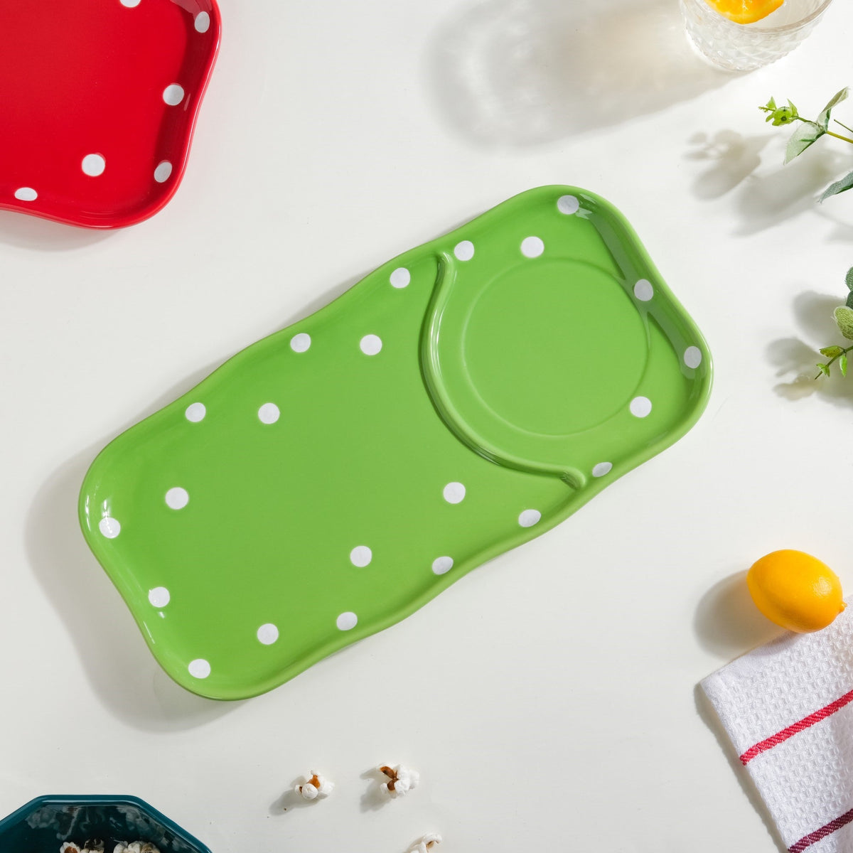 Dots Soup Plate Green Nestasia