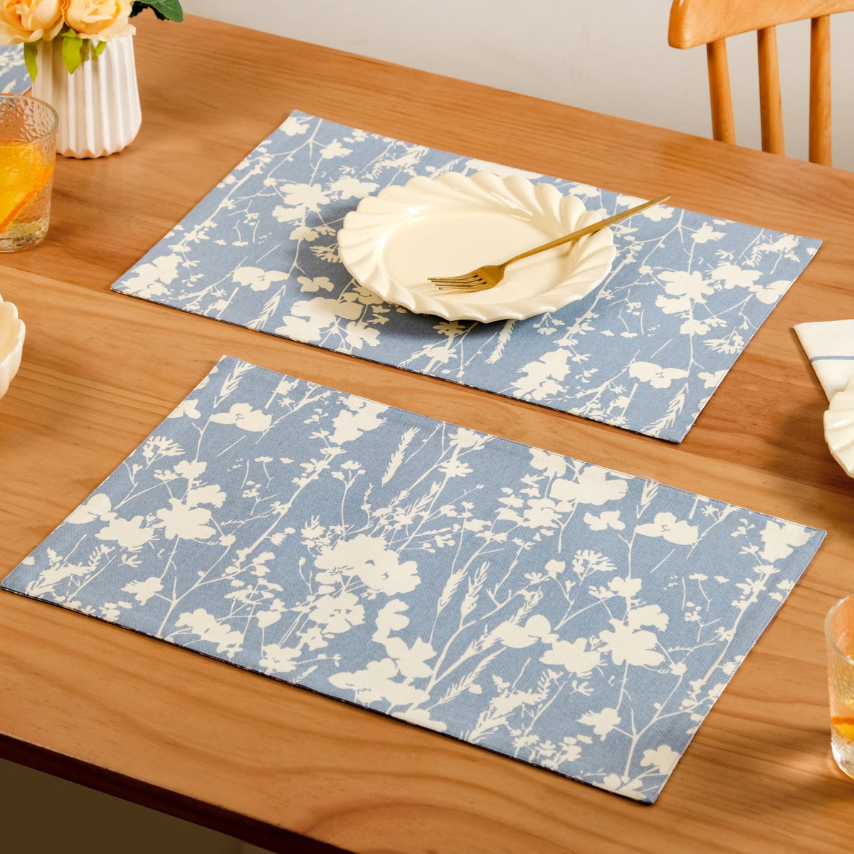 Slate Blue Pure Cotton Placemat Set Of 4 Nestasia