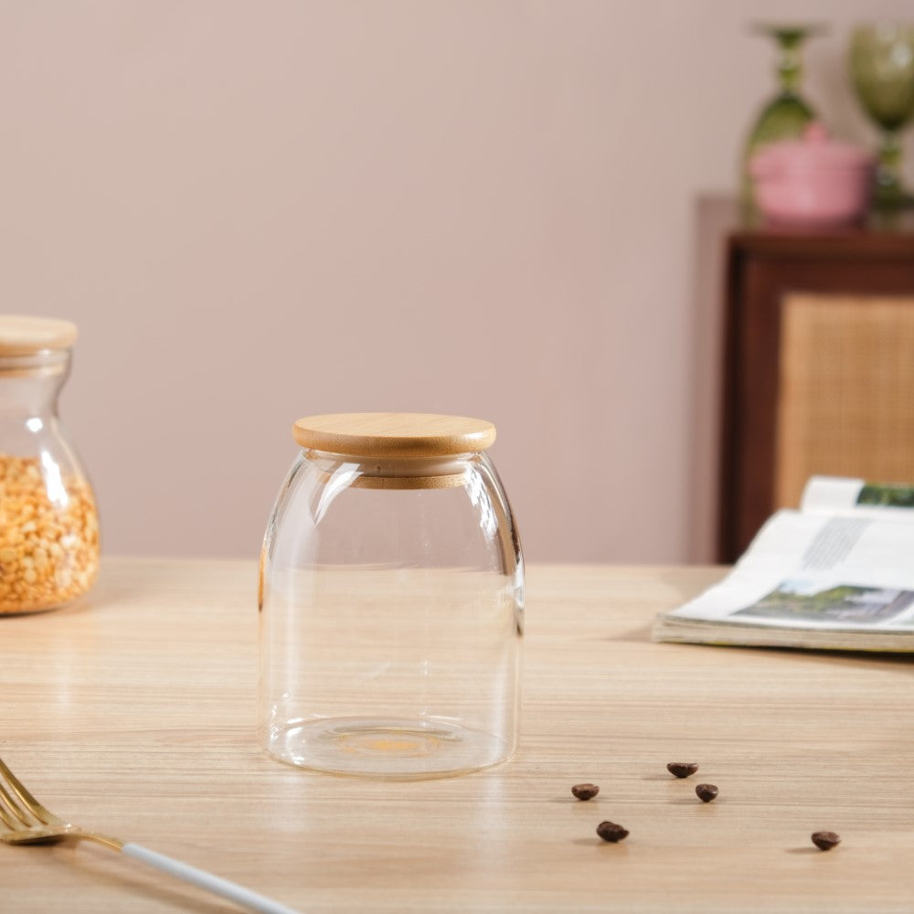 Transparent Glass Airtight Jar With Lid Small 550 ML Nestasia
