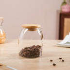 Transparent Glass Airtight Jar With Lid Small 550 ML Nestasia