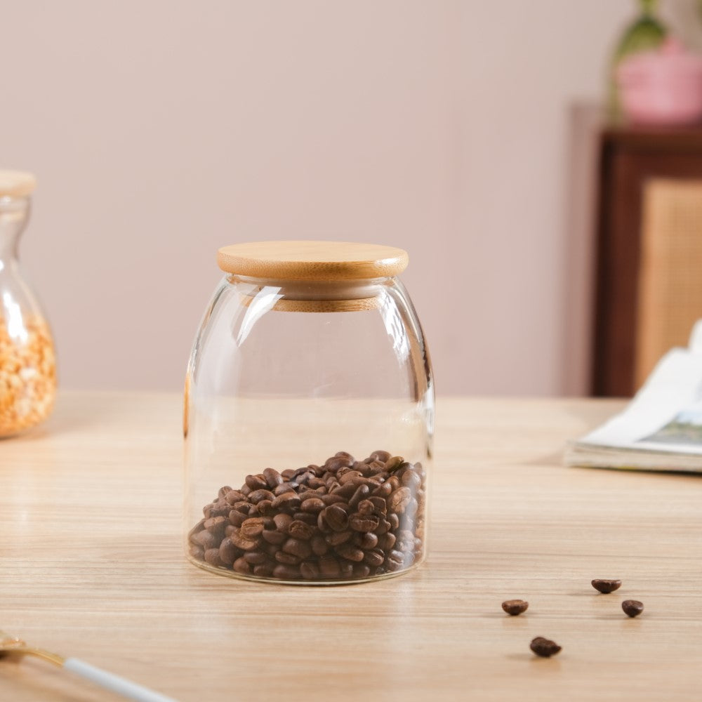Transparent Glass Airtight Jar With Lid Small 550 ML Nestasia