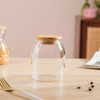 Transparent Glass Airtight Jar With Lid Small 550 ML Nestasia