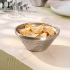 Matte Stainless Steel Honeycomb Double Wall Snack Bowl Silver 460ml Nestasia