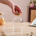 Transparent Glass Airtight Jar With Lid Small 550 ML Nestasia