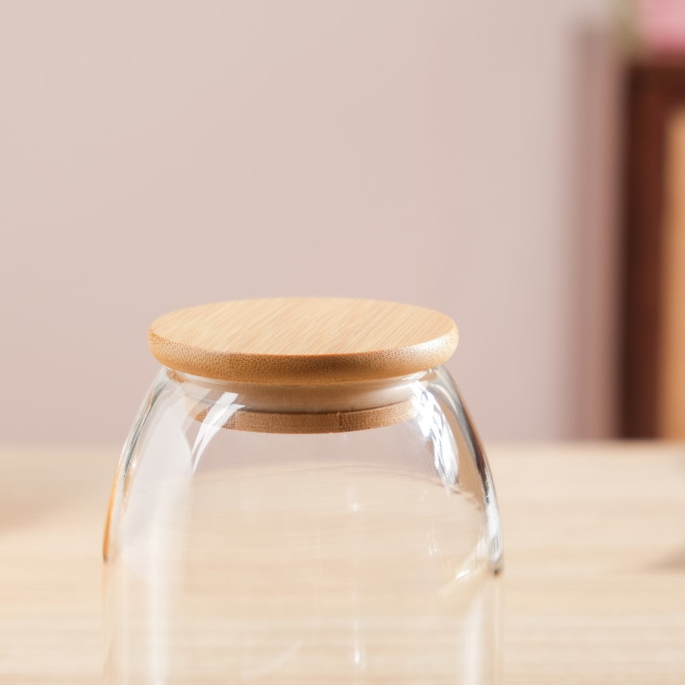 Transparent Glass Airtight Jar With Lid Small 550 ML Nestasia