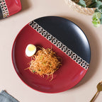 Carmine Red and Black Dinner Plate 11 Inch Nestasia