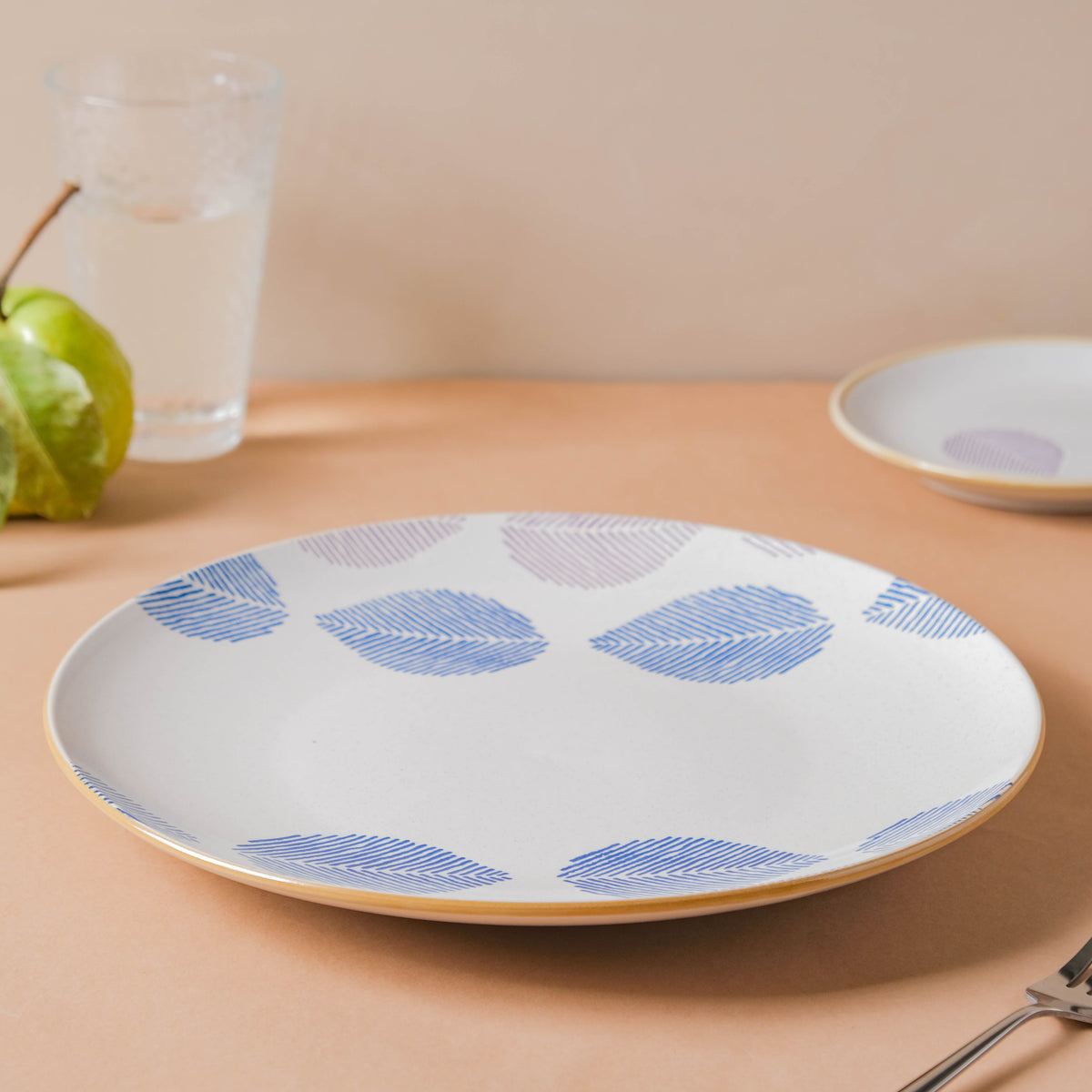 House of Eden Patterned Leaf Dinner Plate 11 Inch Nestasia