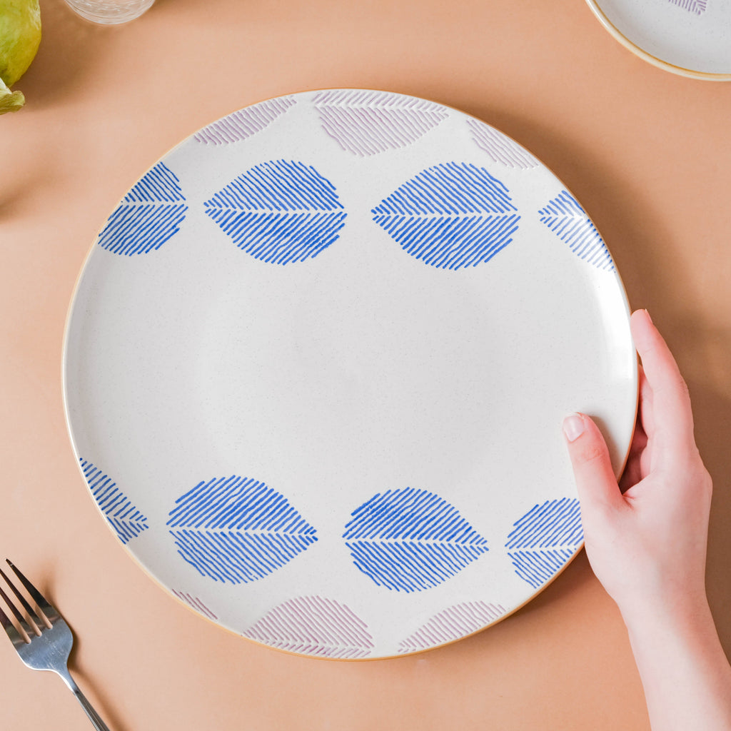 House of Eden Patterned Leaf Dinner Plate 11 Inch Nestasia