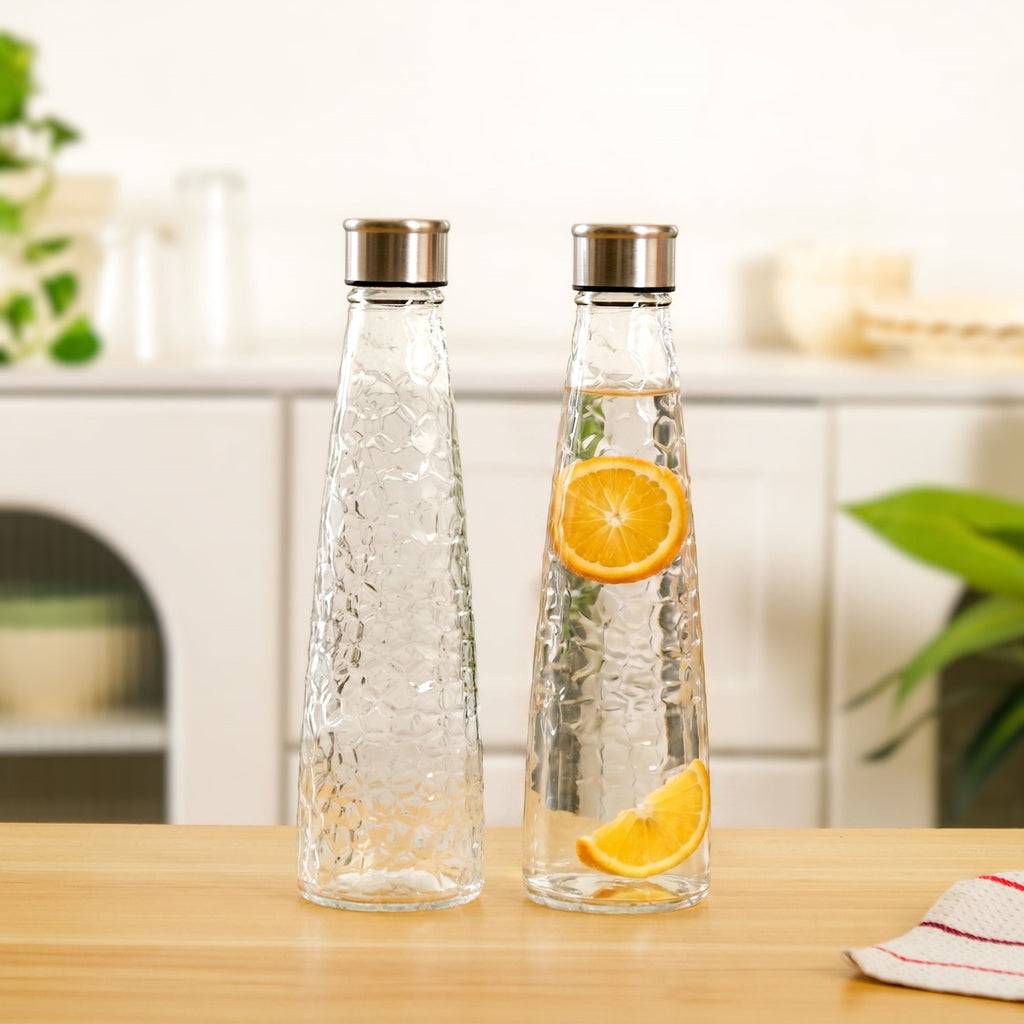 Glass Bottle With Stainless Steel Lid Set Of 2 750ml Nestasia