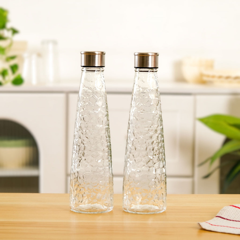 Glass Bottle With Stainless Steel Lid Set Of 2 750ml Nestasia