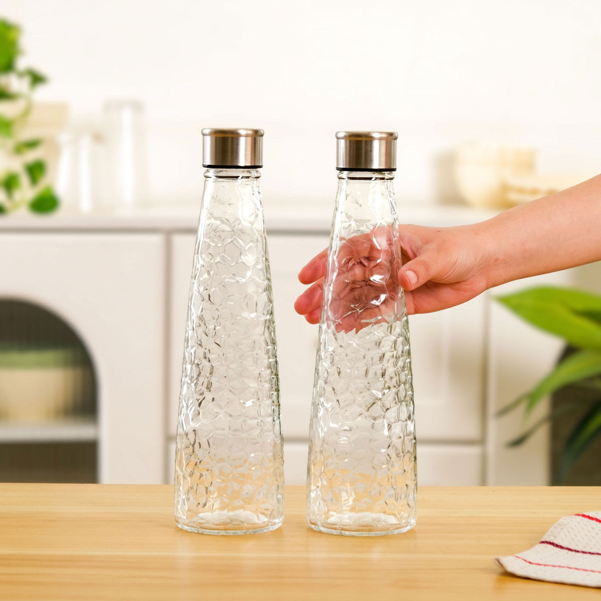 Glass Bottle With Stainless Steel Lid Set Of 2 750ml Nestasia